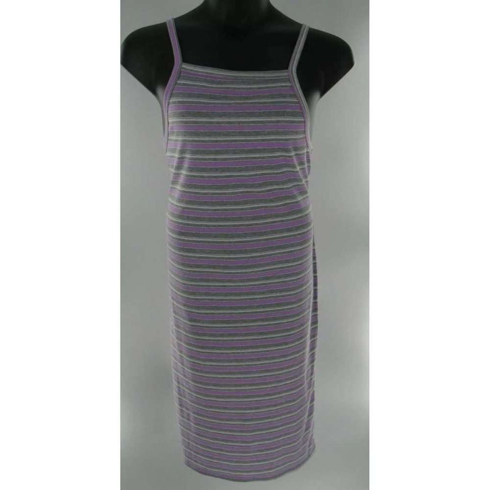 Plus Size ROUGE Striped Mii Dress Purple Grey Spaghetti Strap Women's Size 3X